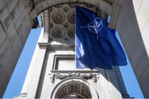 Nato flag and building