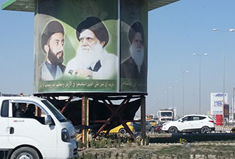 Posters of religious leaders in Najaf, Iraq