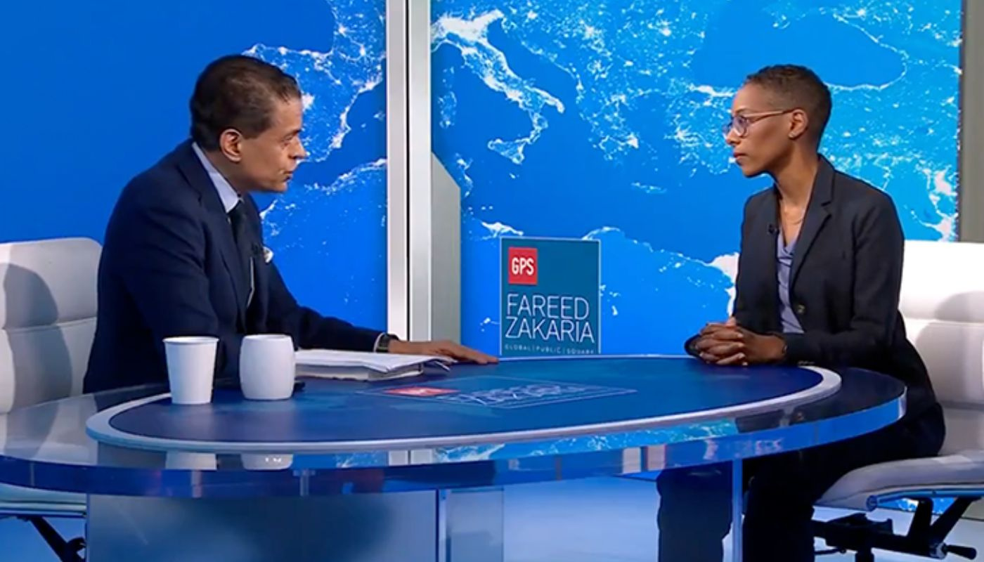 Mai Hassan being interviewed by Fareed Zakaria