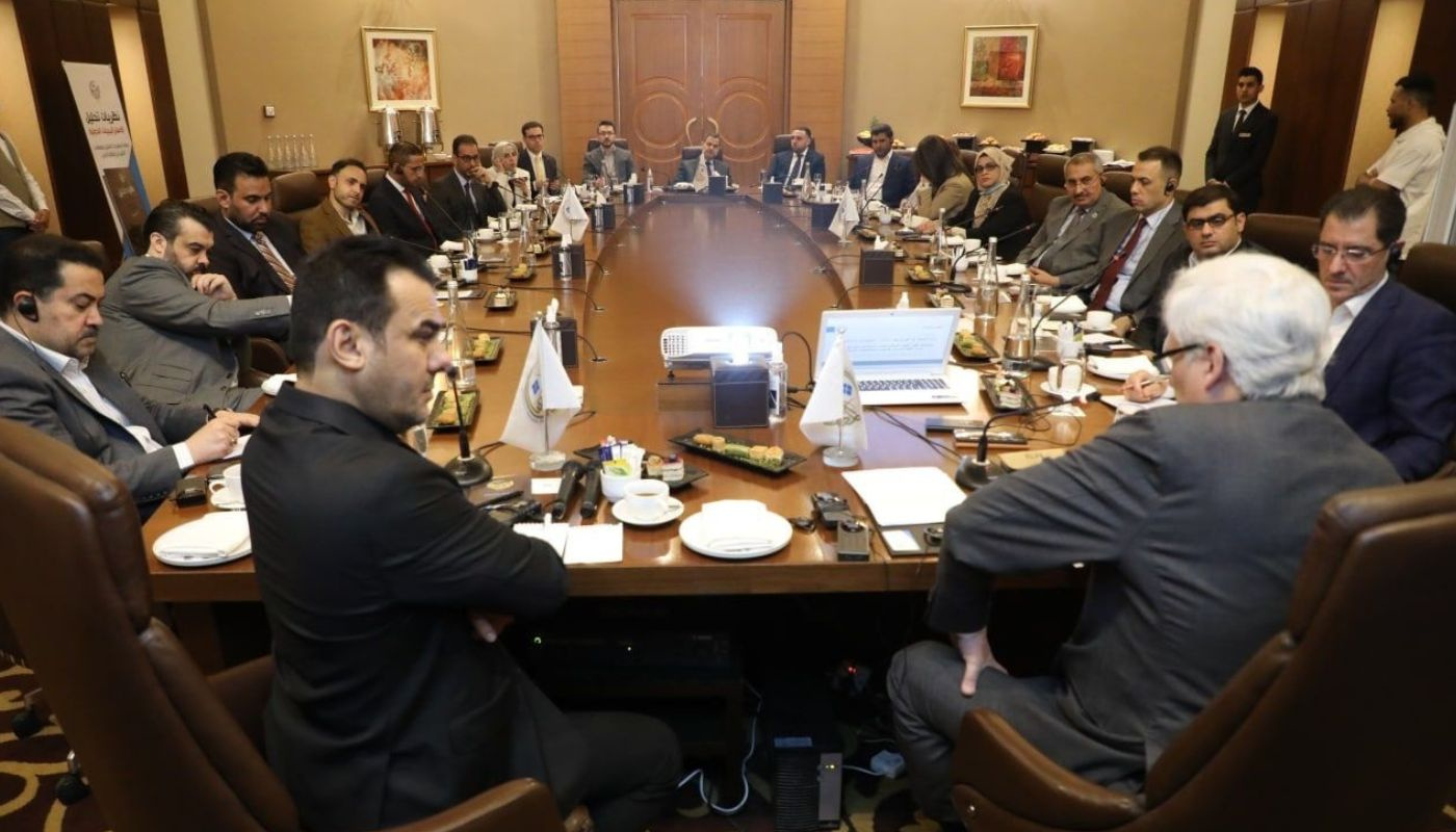 Professor Petersen meeting in Baghdad May 2022 with Iraqi academics and policymakers, including present Iraqi Prime Minister Mohammed Shia’ Al Sudani.