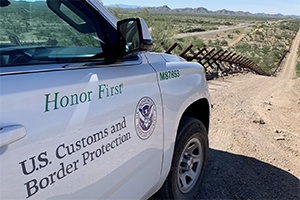 Border Patrol truck overlook valley