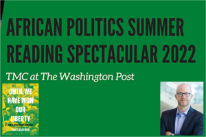 Image announcing the African Politics Summer Reading Spectacular 2022 with a picture of Evan Lieberman and his book