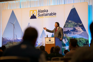 Alaskan Governor at a speaking event