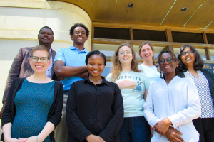 Professor Ariel White with a group of students